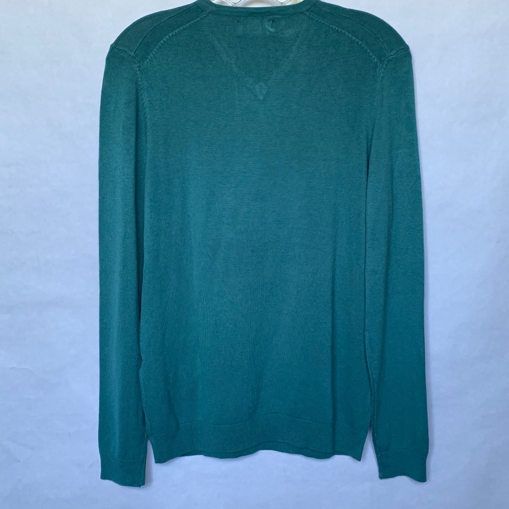 Zara Men's Teal V-Neck Sweater With Ribbed Trim - Picture 6 of 6